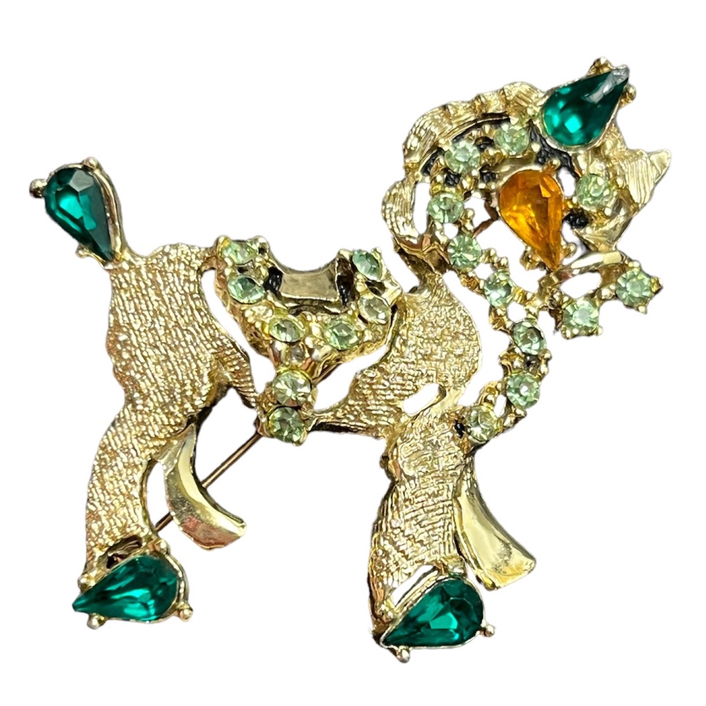 Dodds Vintage Gold Tone Donkey Horse Rhinestone Brooch Pin Animal